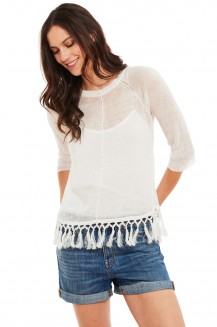 EVA CROCHET LINEN SWEATER TOP