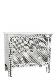 2 DRAWER GEO BONE INLAY CHEST