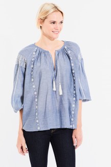 MAXIMA EMB BLOUSE SOLID