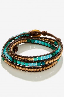 BEADED METAL STUD 5 WRAP BRACELET