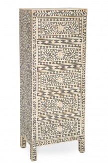 BONE INLAY 5 DRAWER CHEST