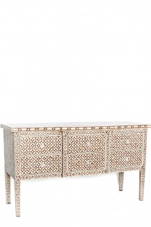 CONSOLE BONE GEO 6 DRAWER BROWN