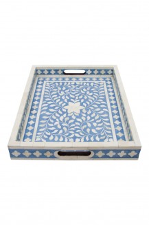 Bone Inlay Tray Blue/White