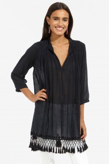 SERAFINA TUNIC W CROCHET EMBROIDERED