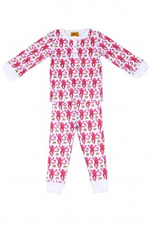 Kids Pj Suit Monkey Pink