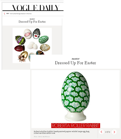 Roberta Roller Rabbit Jemina Easter Egg featured in Vouge Daily